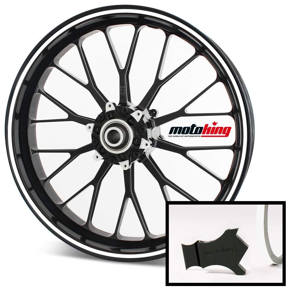Motoking Felgenrandaufkleber mit Montagetool für Ihr Motorrad in Chrom / 6 mm/für 10" bis 25" / Farb
