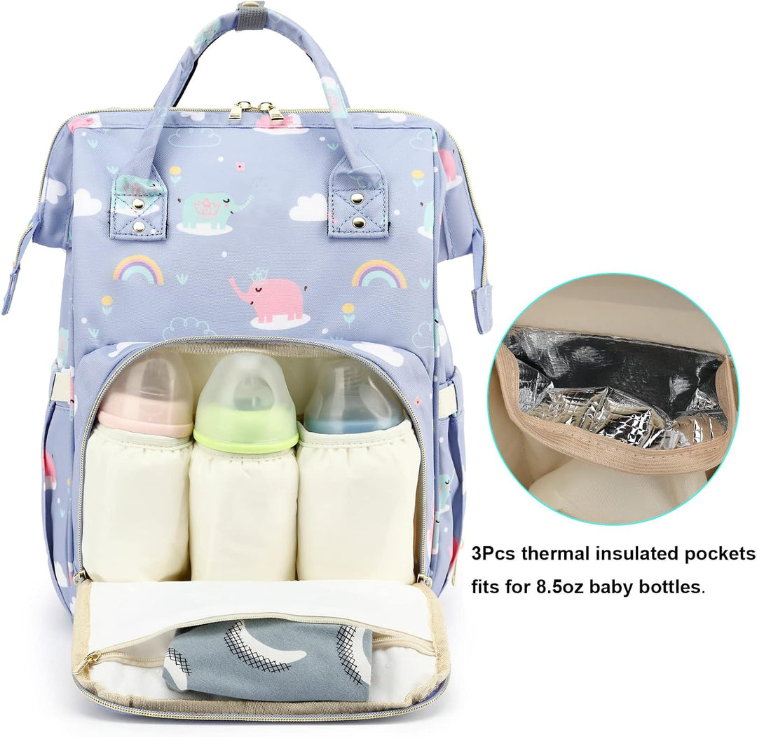 Wickeltasche Rucksack für Babys, Mädchen, Mutter, wasserdicht, grosse Windeltaschen für Frauen, Elef