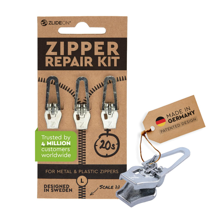 ZlideOn Reissverschluss Zipper Ersatz Reparatur Set – Silber Reissverschluss Reparieren Universal Mu