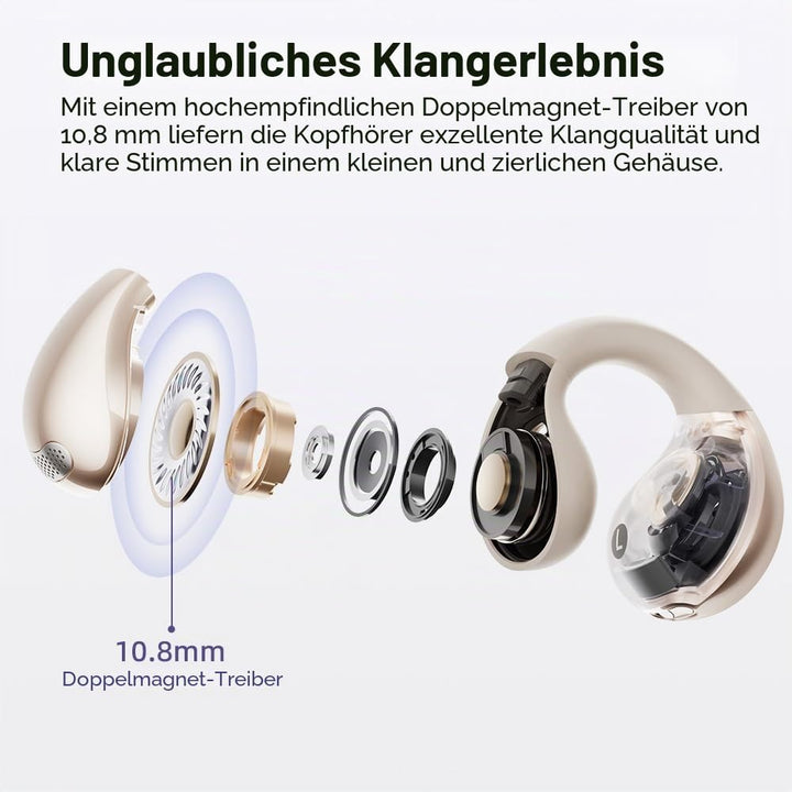 QCY Crossky C30 Open Ear Kopfhörer,Kabellose Bluetooth 5.4 Clip On Kopfhörer,4 Mikrofon ENC Geräusch