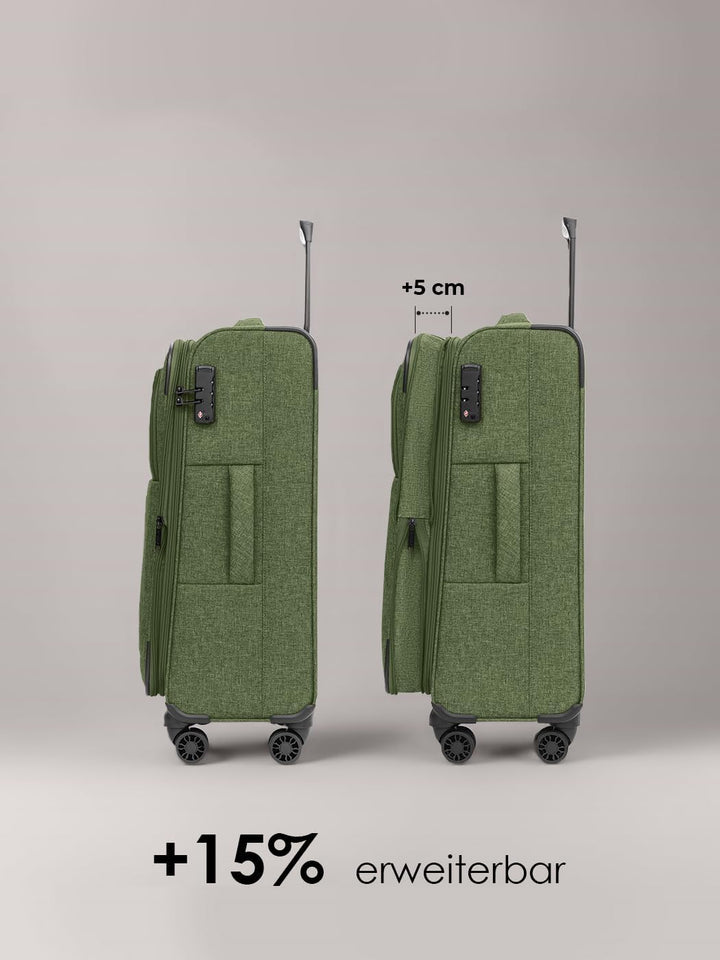 REDOLZ MEDIUM Weichschalen Koffer für Männer & Frauen | Leichter Trolley 67 cm mit 4 Doppelrollen &