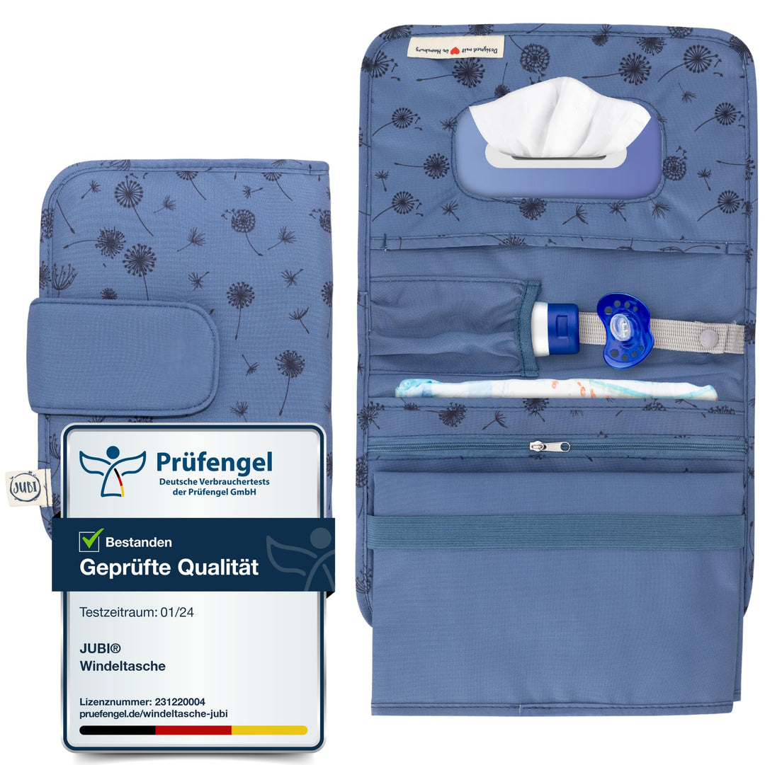 Jubi® Windeltasche mit Wickelunterlage für unterwegs mit extra viel Platz - Kleine Wickeltasche - Bl