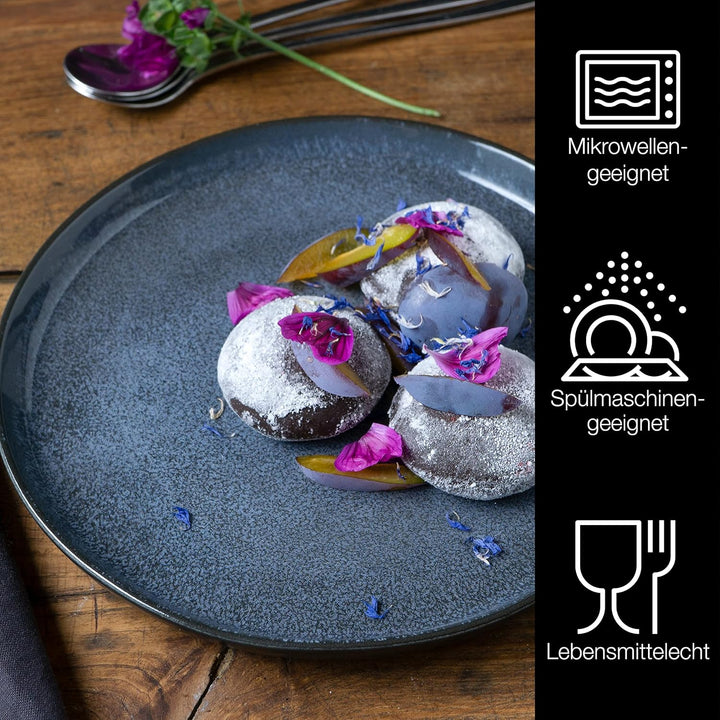 Moritz & Moritz VIDA 6er Dessert Teller Set blau - Kuchenteller für 6 Personen - Porzellan spülmasch