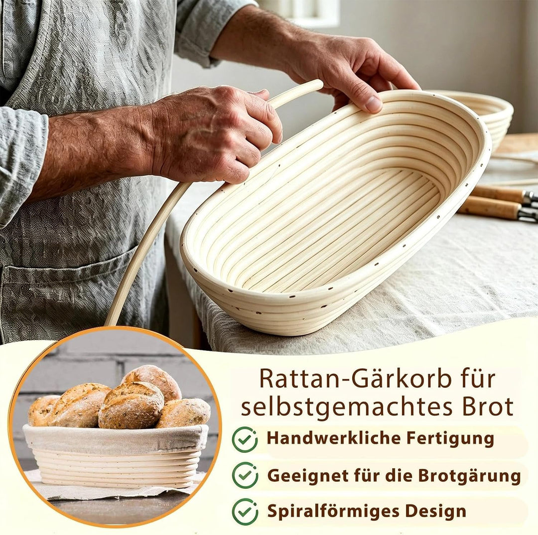 Gärkörbchen Oval, Gärkorb für Reben, Handgefertigter Rattan Fermentationskorb, Brot Gärkorb Handgefe