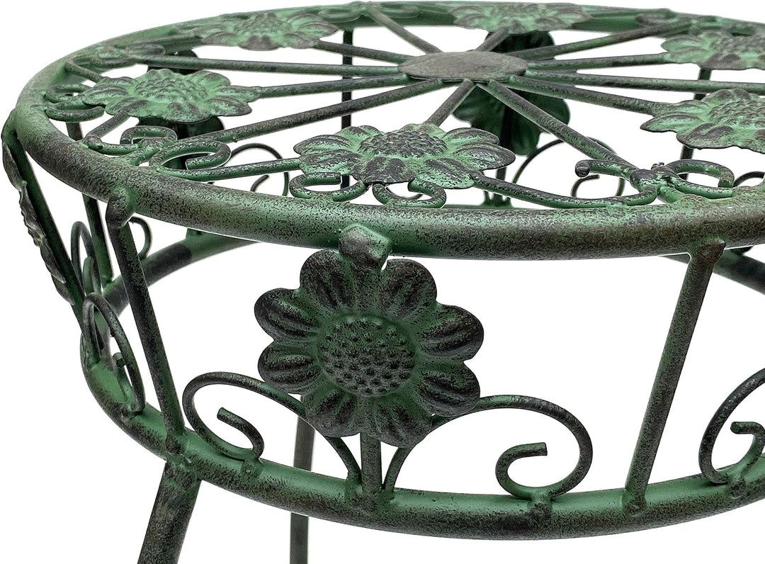 DanDiBo Blumenhocker Metall Grün Rund 60 cm Blumenständer 96008 M Blumensäule Antik Pflanzenständer