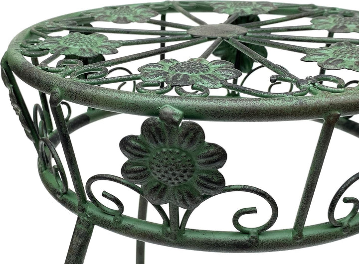 DanDiBo Blumenhocker Metall Grün Rund 60 cm Blumenständer 96008 M Blumensäule Antik Pflanzenständer