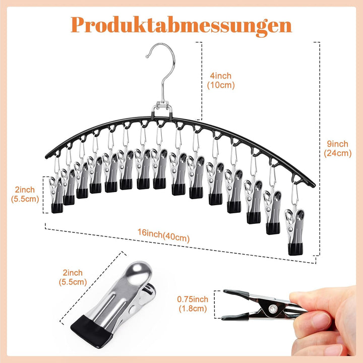2 Stück Platzsparender Hosenbügel mit 15 Clips – Metall Kleiderbügel für Hosen, Leggings, Röcke & Mü
