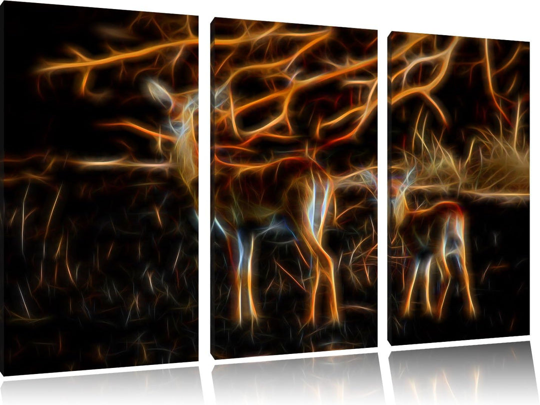 Dark weibliche Gazelle mit Jungtier NewArt 3-Teiler Leinwandbild 120x80 Bild auf Leinwand, XXL riesi