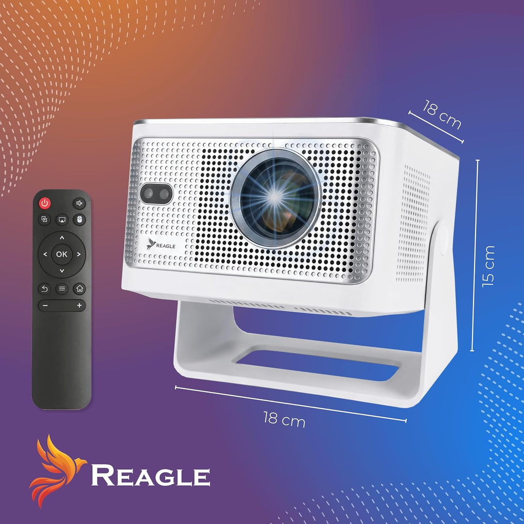 Reagle R-MOVIELUM-P41 Beamer Full HD 1080p 8K Upscaling, 900 ANSI LED Projektor Tragbar 140 Zoll, An
