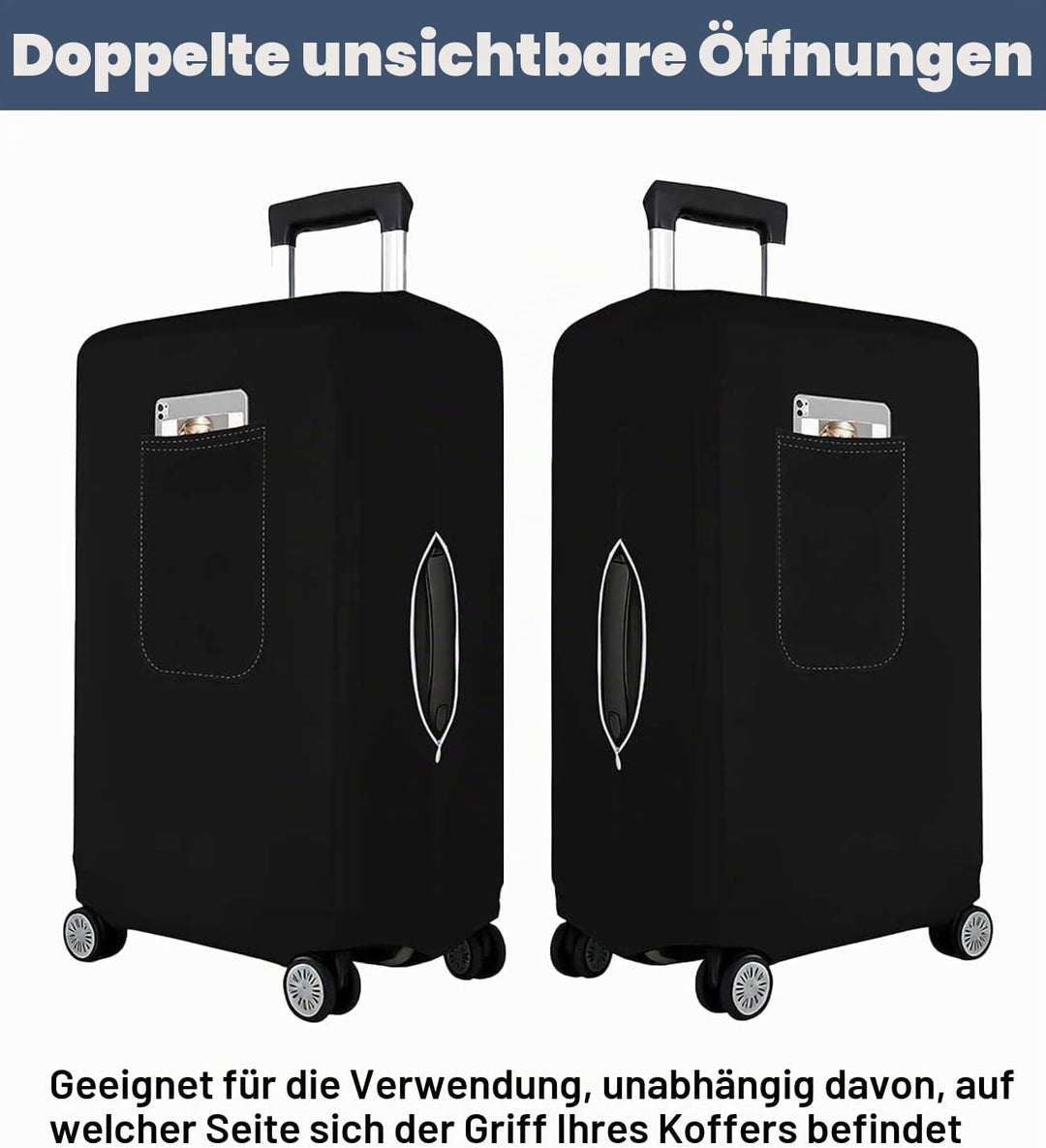Morbuy Elastisch Kofferschutzhülle, Mittel Kofferhülle Schwarz mit Reissverschluss, Suitcase Luggage