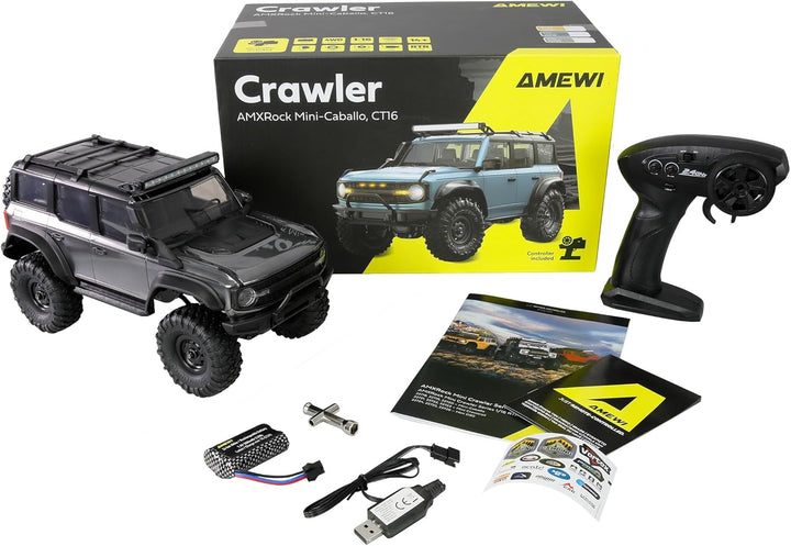 Amewi AMXRock Mini-Caballo Scale Crawler 4WD 1:16 RTR grau inkl. Fernsteuerung, Akku, Ladekabel