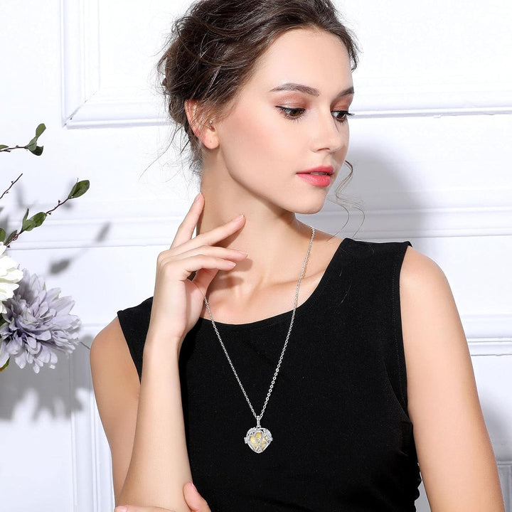 EUDORA Harmony Ball Asche Urnen Kette für Damen, Einäscherung Schmuck Silber Verkupfert Memorial Urn