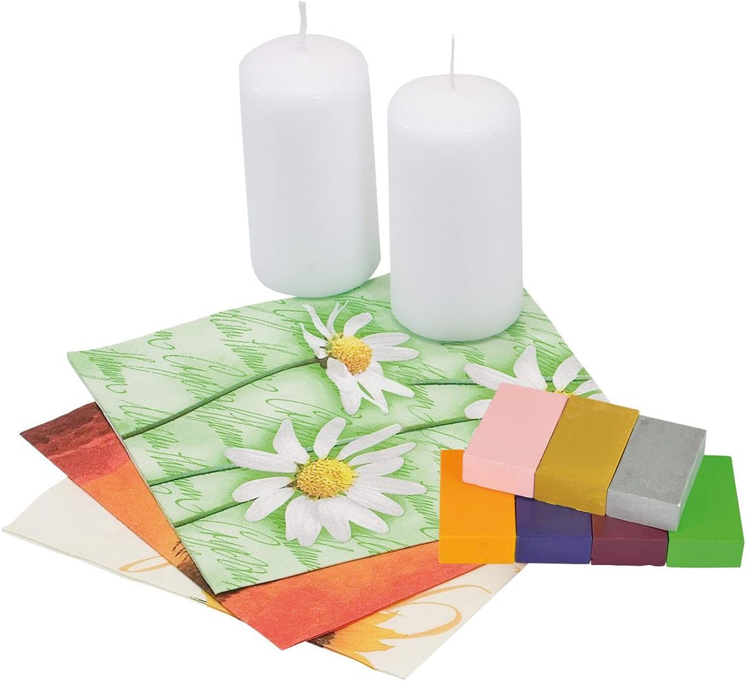 Pebaro 0277 Geschenkset zum Verzieren von Kerzen inkl. Kerzenkolben, Minibügeleisen, Messingbürste,