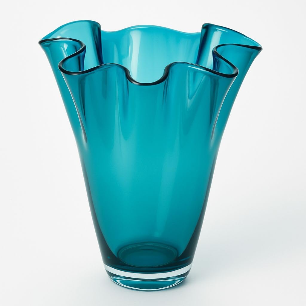 SIGNATURE HOME COLLECTION Glasvase mundgeblasen Dekovase Blumenvase türkis, Glas, 21 x 21 x 30 cm