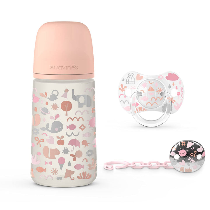 Suavinex, Pack für Neugeborene Sx Pro 0-6 Monate. Enthält: Anti-Kolik-Babyflasche 270 ml mittlerer N