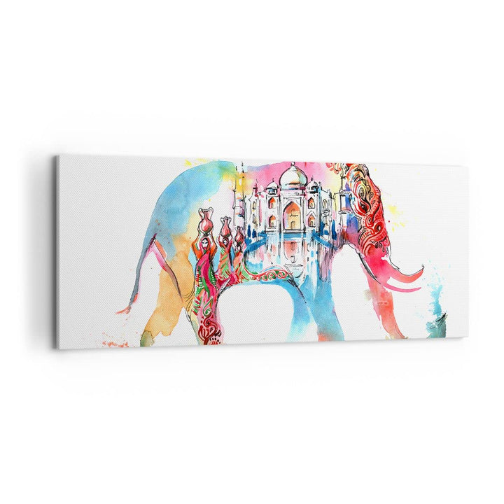 Wandbilder Dekoration Wohnzimmer Elefant Indien ethnisch Kultur Panorama Bilder auf Leinwand 120x50c