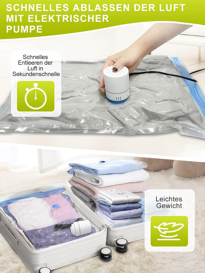 Vakuumbeutel für Kleidung mit Elektrischer Luftpumpe, PARPAT 10 Stück (3 Jumbo 100x80cm &3 Gross 80x