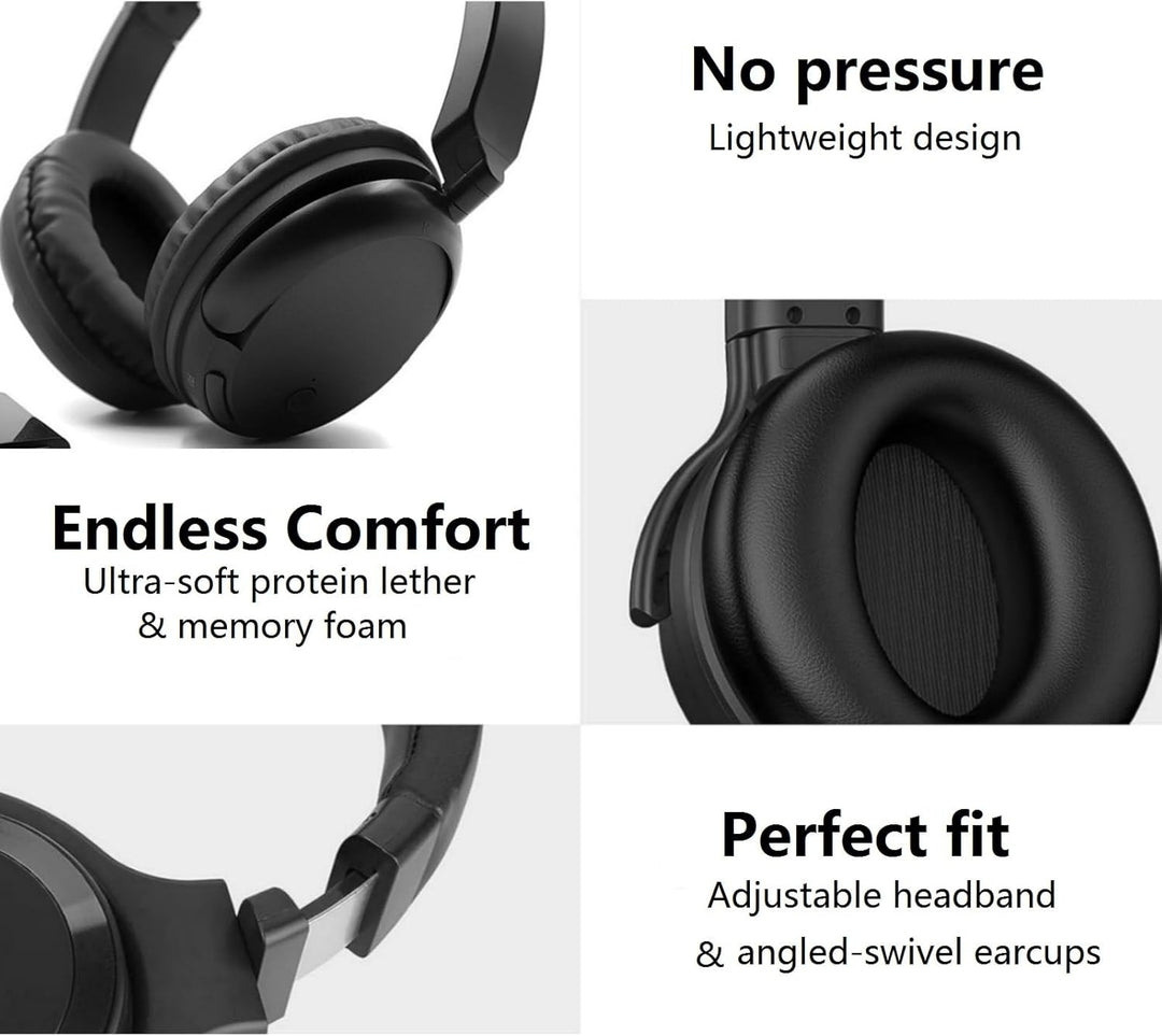 Bluetooth Funkkopfhörer mit FM-Radio, Ultra-Leichter Kabellose Over-Ear Kopfhörer für TV, Ohne Audio