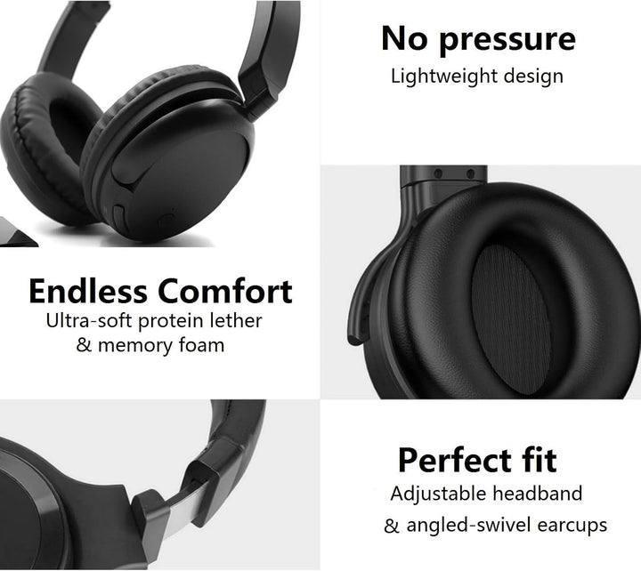 Bluetooth Funkkopfhörer mit FM-Radio, Ultra-Leichter Kabellose Over-Ear Kopfhörer für TV, Ohne Audio