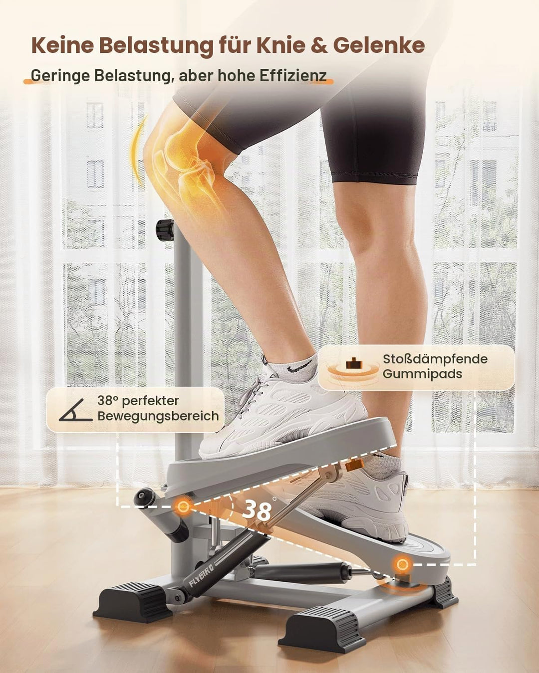FLYBIRD Exercise Stair Stepper für Zuhause, professioneller Twist-Stepper mit Widerstandsband, 150-1