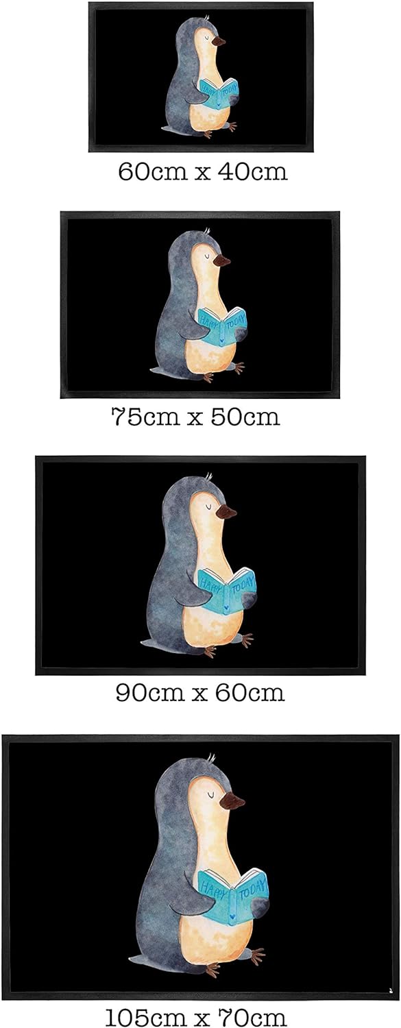 Mr. & Mrs. Panda 50 x 75 cm Fussmatte Pinguin Buch - Geschenk, Lesen, Fussabstreifer, Bücherwurm, Ni