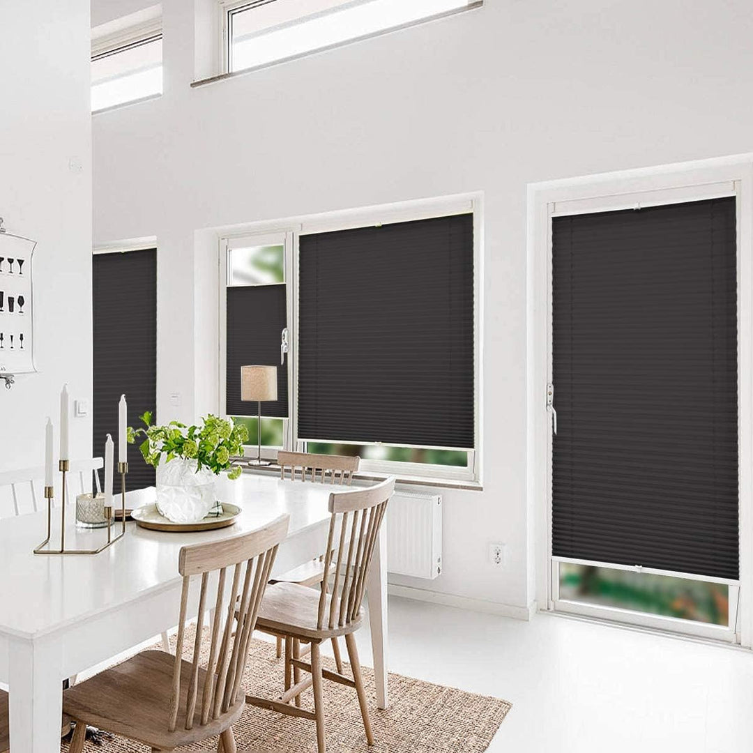 Allesin Plissee ohne Bohren Plissees Klemmfix Schwarz 35x80cm(BxH), Plisseerollo Faltrollo mit Klemm