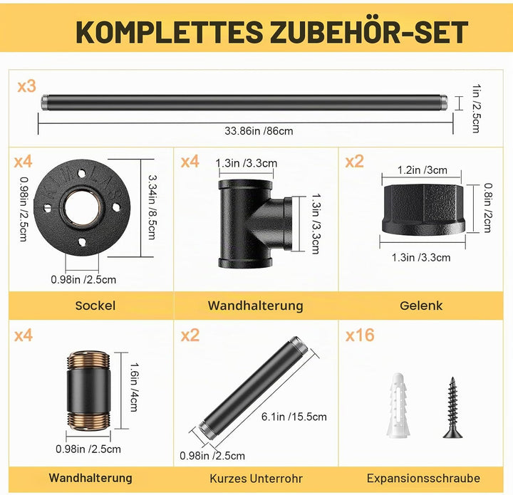 Handlauf für Treppen, Aomdom Handlauf Treppengeländer Innen und Aussen, Handlauf Schwarz mit Rutschf