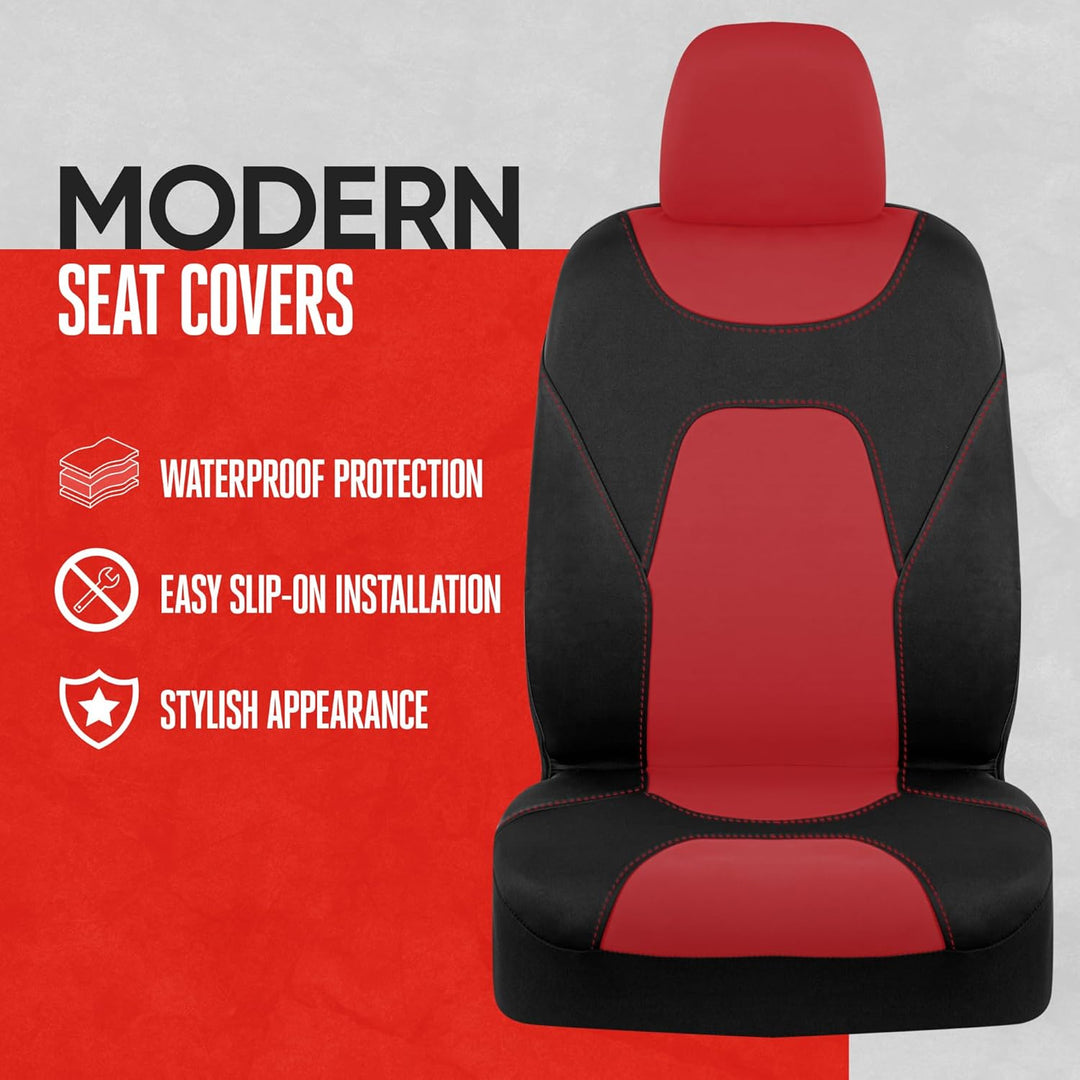 Motor Trend AquaShield Autositzbezüge für Vordersitze Rot - Zweifarbig Wasserdicht Sitzbezüge für PK