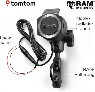 TomTom Motorrad Navi Rider 500 (4,3 Zoll, kurvige und bergige Strecken speziell für Motorräder, Stau