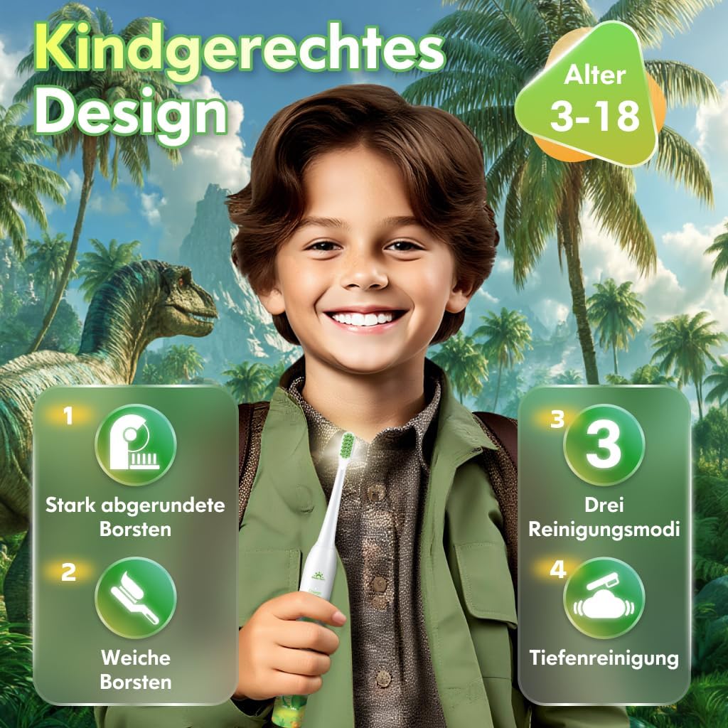Zahnbürste Elektrisch Kinder ab 3-6-10-12 Jahre, Kinderzahnbürste Elektrisch mit Timer Gewohnheitsbi