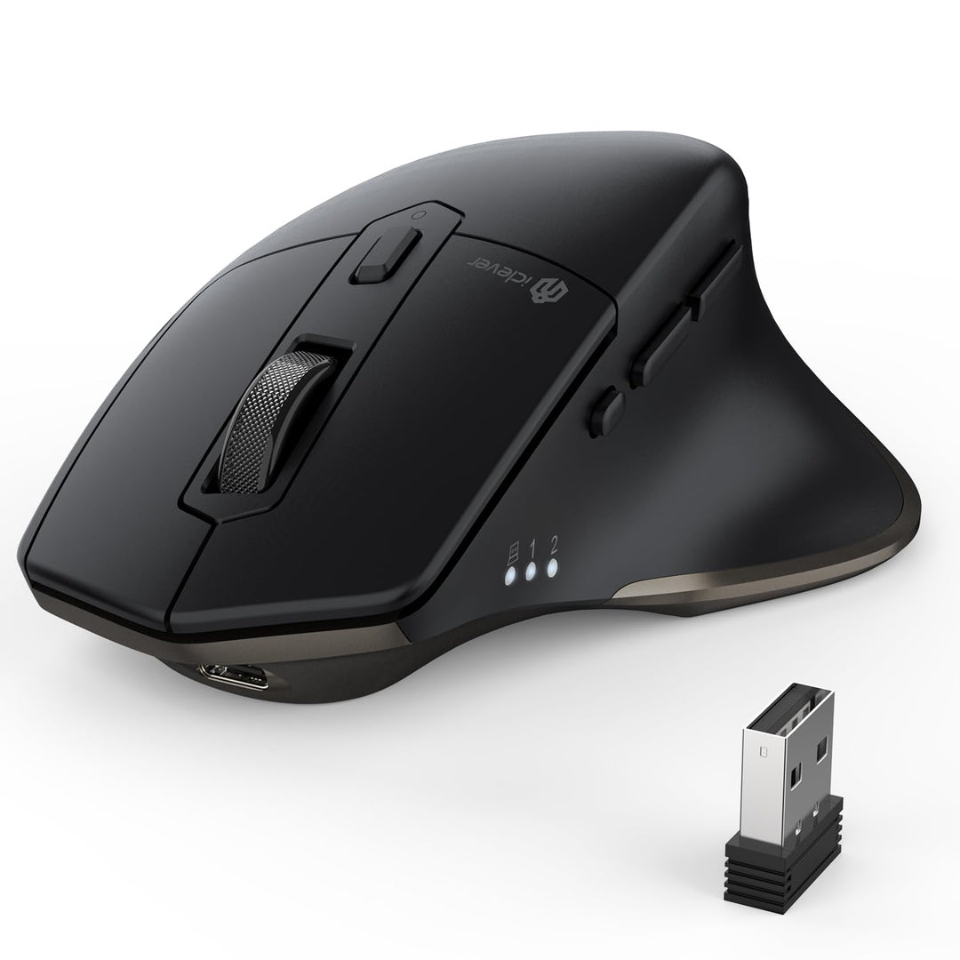 Bluetooth Maus, iClever Rechargeable Ergonomiche Maus Kabellose Mouse, Wiederaufladbarer Akku, Multi
