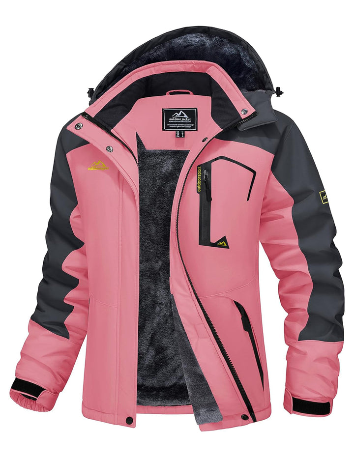 MAGCOMSEN Winterjacke Damen Skijacke mit Fleece Parka Winter Softshell Jacke Ski Snowboardjacke Wass