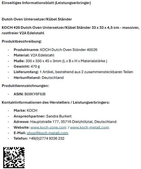 KOCH #26 Dutch Oven Ständer I Blumentopf - Kübel Ständer I Feuertonne I Untersetzer I 330 x 330 x 55