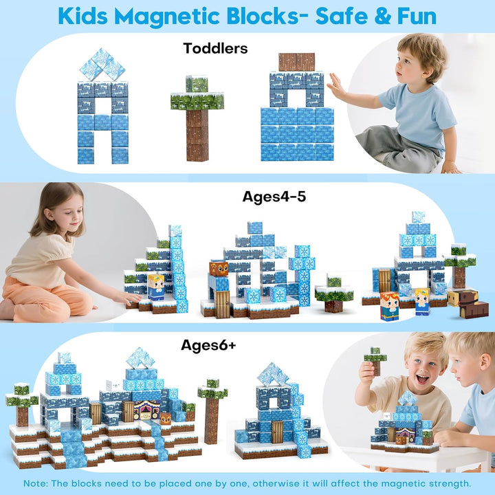 Magnetbausteine 100 Teile - Magnetisches Bauspielzeug für Kinder ab 3 Jahren - STEM Lernspielzeug mi