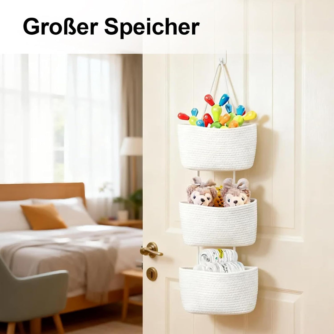 DYOUen Vielseitiger Hänge-Organizer aus gewebtem Baumwollseil für Bad, Kinderzimmer und Schlafzimmer