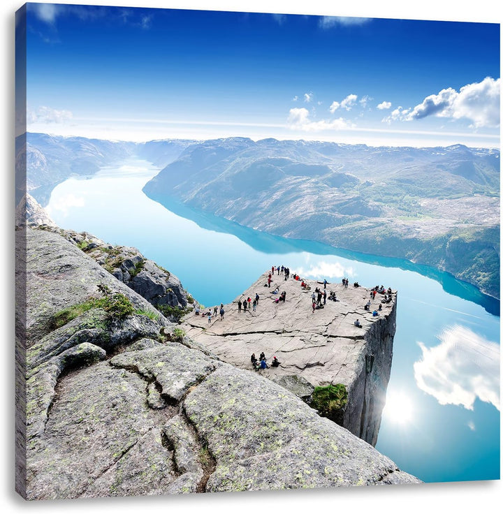 Pixxprint Preikestolen Lysefjord Norwegen als Leinwandbild/Grösse: 70x70 cm/Wandbild/Kunstdruck/fert