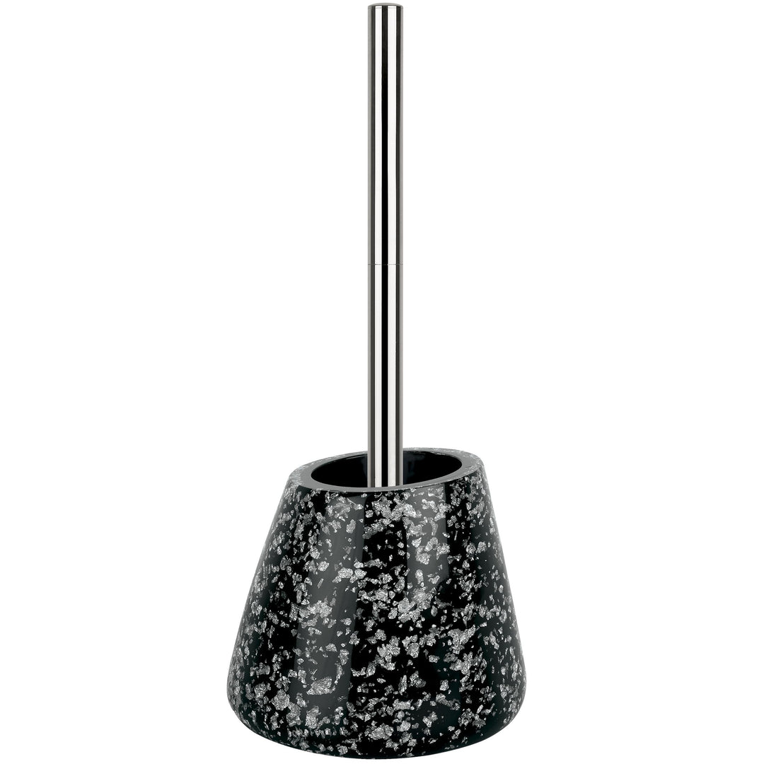 Spirella "Etna WC Bürste Toilettenbürste in Steinoptik aus Polyresin 17x13x19cm Glitzer Schwarz, Gli