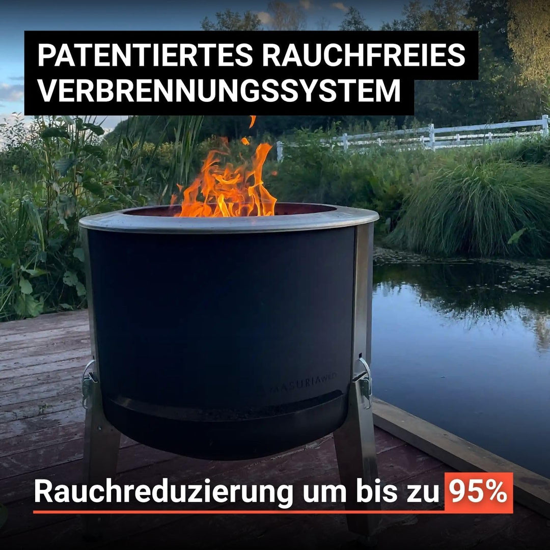 Masuria Rauchfreie Feuerschale 60cm⌀ Alpha 600 - Patentierte Rauchreduzierung bis zu 95% - Hergestel