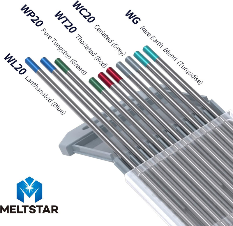 MELTSTAR WIG Schweissen Wolframelektroden-Set (10-Pack, Ø 3.2 x 175 mm) Enthält Thorium Rein Cerium