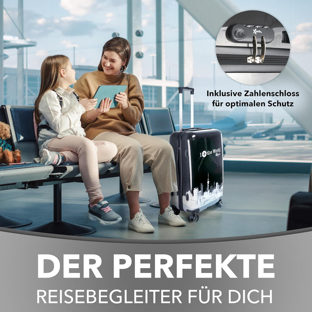 Xonic Design Reisekoffer - Hartschalen-Koffer mit 360° Leichtlauf-Rollen - hochwertiger Trolley mit