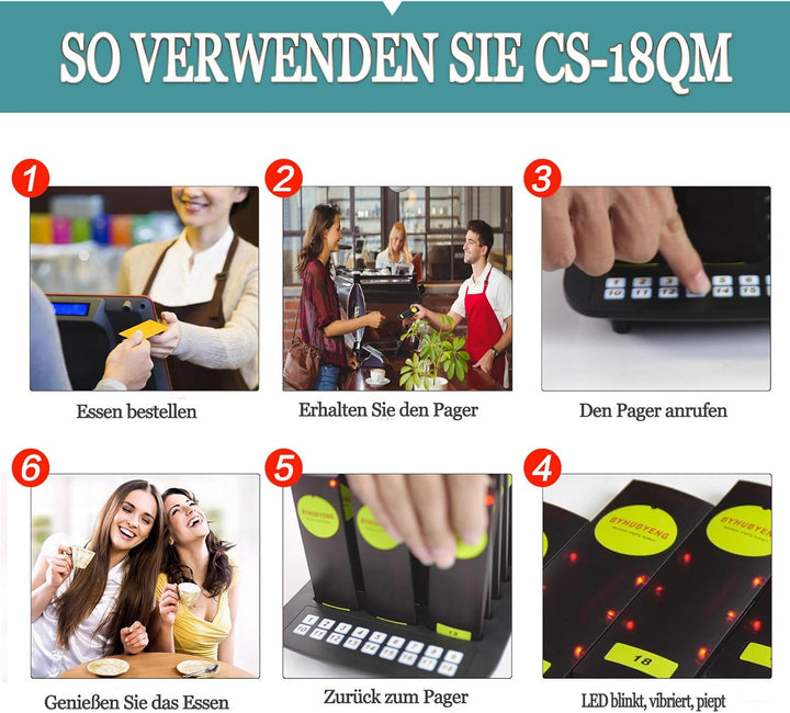 WNKRUN Drahtloses Pager Rufsystem,2000M Signalentfernung Unterstützt Viele-zu-Eins-Anrufe,Tragbare W