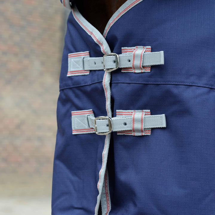 Weatherbeeta Comfitec Essential Combo Schwere Pferdedecke mit langem Hals, Navy/Silver/Red Dunkelbla