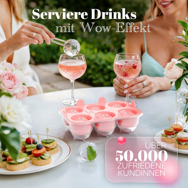 Neighbour’s Friend® Rosa Eiskugelform XL 3er Set – Stylische patentierte Eiswürfelform für Cocktails