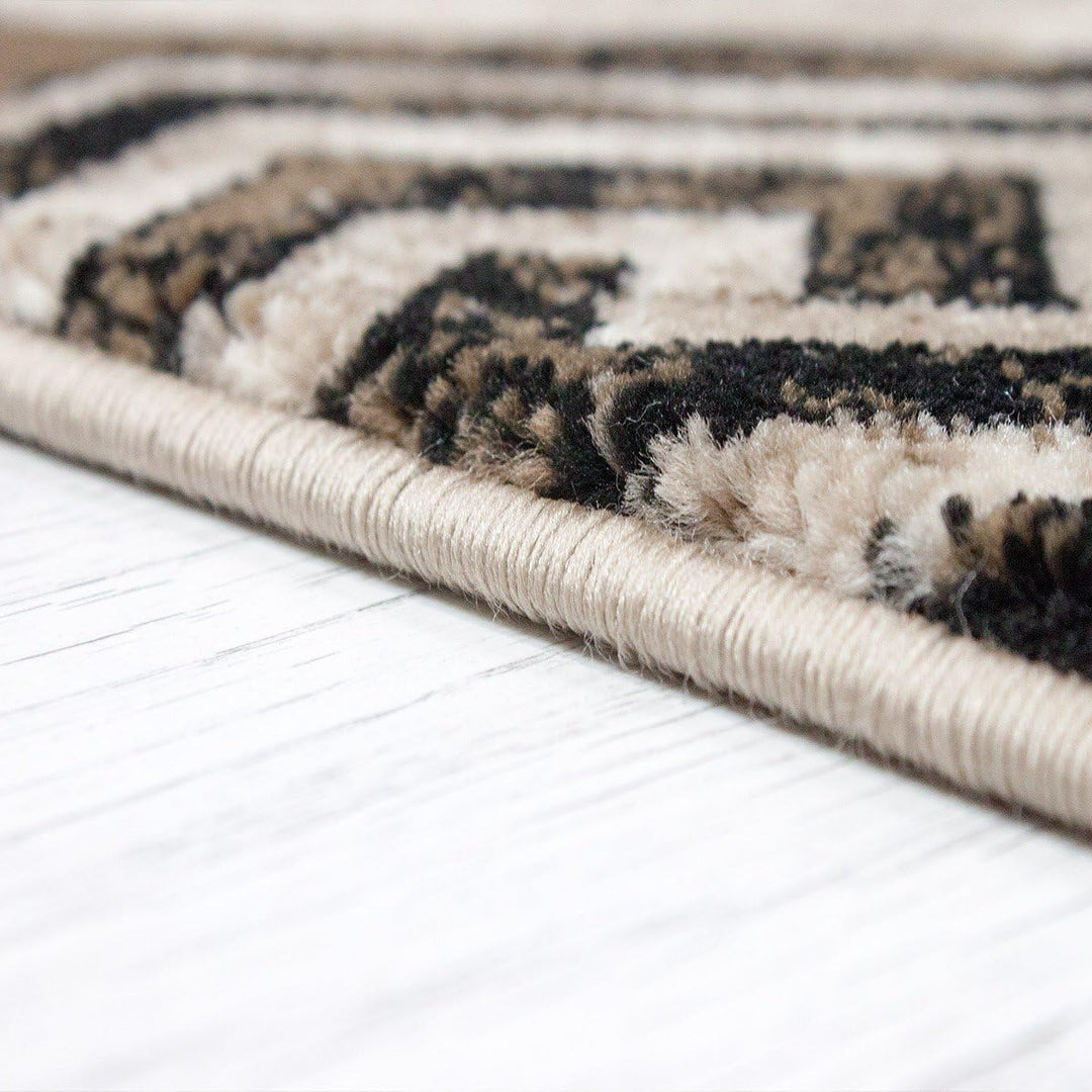 VIMODA Teppich kurzflor Klassisch Orient Design Vintage Mandala Dunkelbraun Braun Beige, für Wohnzim