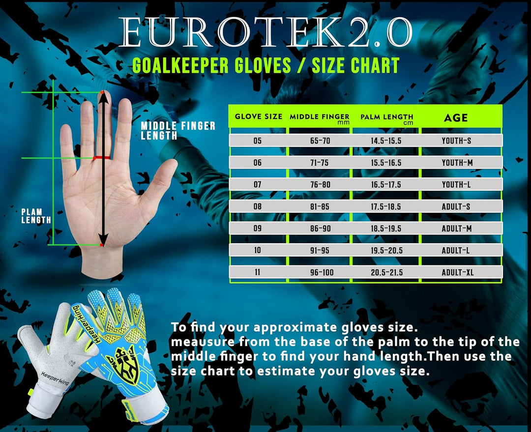 Keeperking Torwarthandschuhe für Erwachsene Fussballhandschuhe Herren Innennaht Profi Premier Grip 4