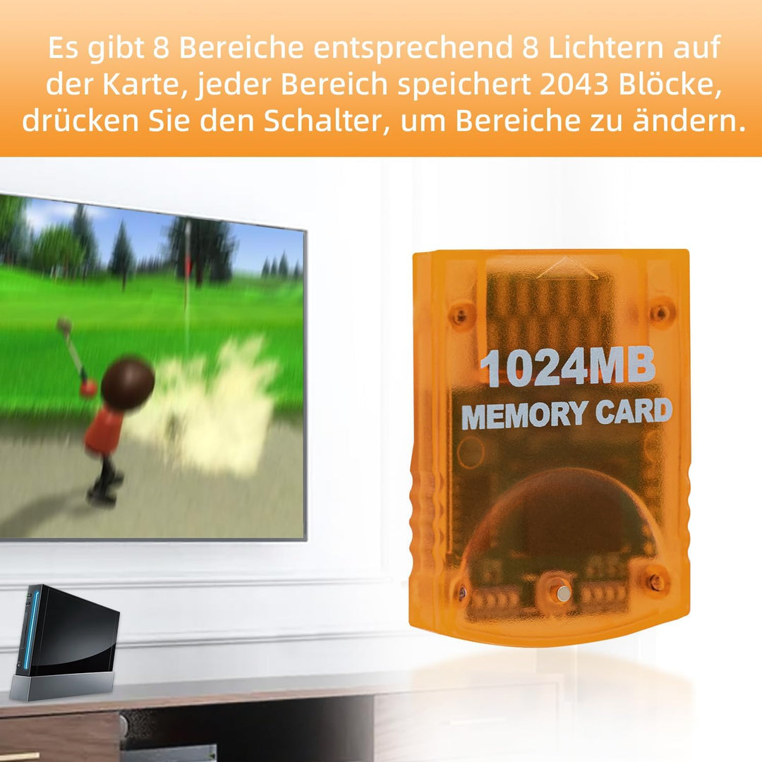 Tolesum 1024MB (16344 Blöcke) Speicherkarte Kompatibel für Wii Game Cube NGC GC Konsole, 1024MB
