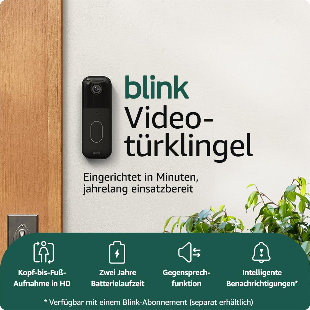 Blink Videotürklingel (neueste generation) | Einzelgerät | Kopf-bis-Fuss-Aufnahme in HD, 2 Jahre Bat