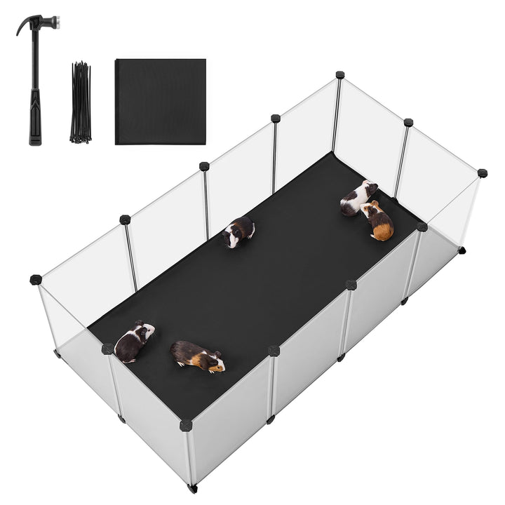 SONGMICS Kleintiergehege mit Bodenplatten, Laufstall mit Abnehmbarer und wasserfester Unterlage, Geh