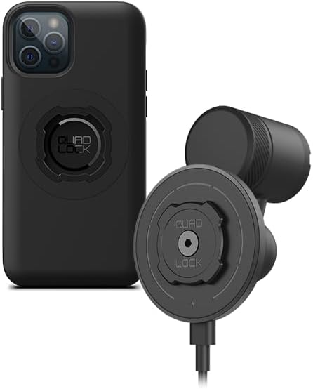 QUAD LOCK Lüftung Handyhalterung fürs Auto mit MAG-Kabellosem Ladekopf V2 und MAG-Hülle für iPhone 1