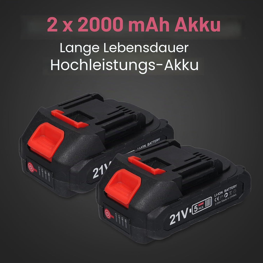 Akku Winkelschleifer, Mini Bürstenloser Winkelschleifer, | 19000 U/min, 2x2000mAh Akkus mit 7 Schlei
